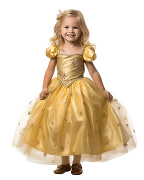 Cute blond girl wearing princess Halloween costume. Isolated on transparent background Cute blond girl wearing princess Halloween costume. Isolated on transparent background 