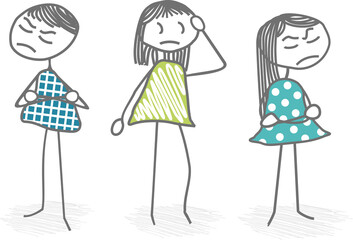 
A man and a woman, couple or colleagues, are at odds and very upset. A third person tries to solve the problem, in a PNG file format