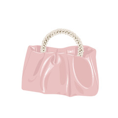 Vector illustration of soft pink bag with pearl handle 