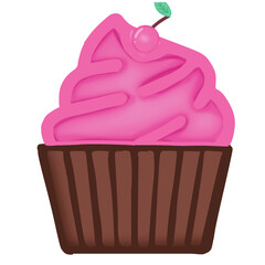 pink cupcake with cherry