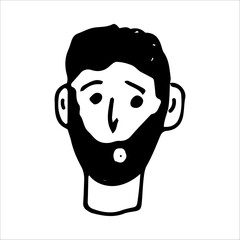 Face of man with beard surprised vector element