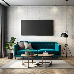 interior wall lcd sofa generative by AI technology