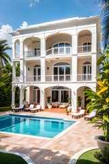 Fototapeta premium Luxury mansion resort villa Florida USA Miami cottage with swimming pool