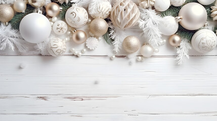 Fototapeta na wymiar Christmas decoration with shells on a table in white background