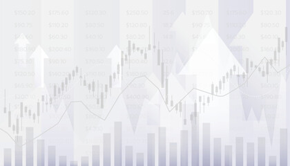 Financial white arrow graph on finance line chart bacground