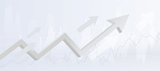 arrow line chart up trend grey background