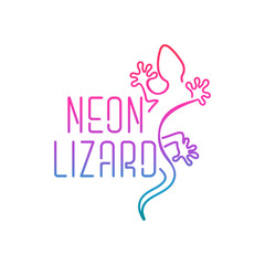 Neon Lizard logo illustration, Salamander, Lizard, Gecko vector.