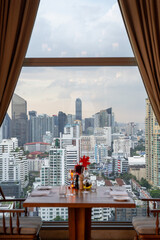 view of the city from the window