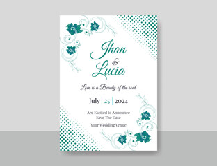 Beautiful hand drawn floral Watercolor wedding invitation template