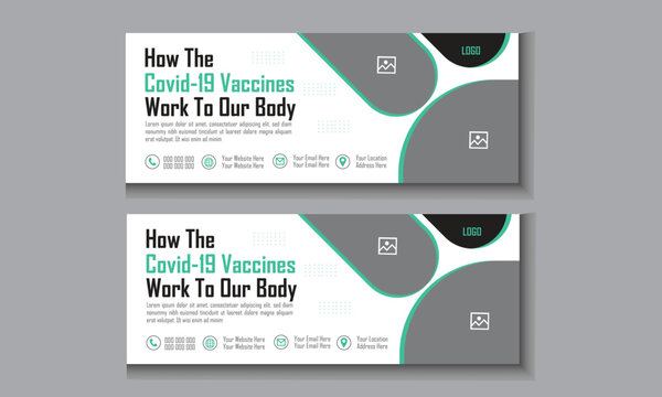 Facebook cover header banner design, modern and creative social media post design medical health care social media template, medical services covid19 vaccine protect yourself from coronavirus(COVID-19