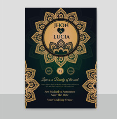 Luxury golden wedding invitation card template