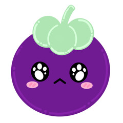 Cute Mangosteen Mascot Character Kawaii Cartoon illustration