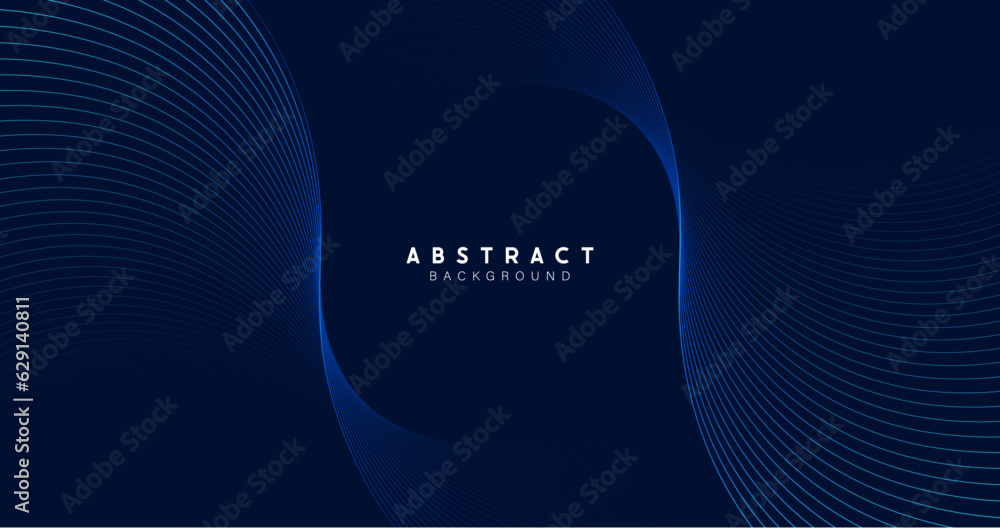 Poster blue abstract dynamic lines wavy technology background. futuristic hi-technology concept. vector ill