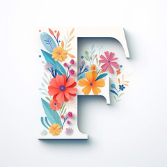 Generic logo floral design with letter F in paper cut style