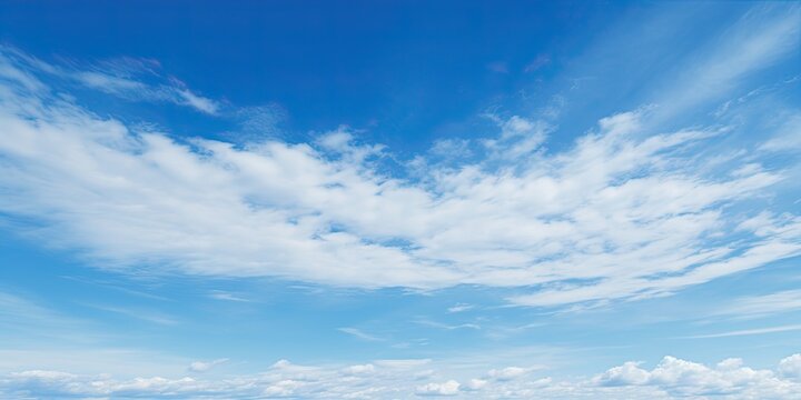 Summer sky. Blue and white cloudscape. Nature beauty. Abstract sky with clouds. Sunlight beautiful view © Bussakon