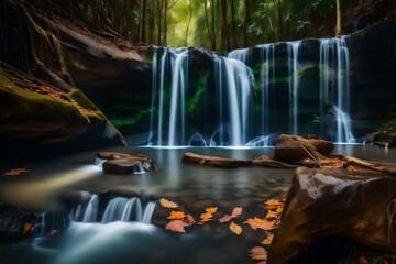 waterfall in the forest generated by AI tool