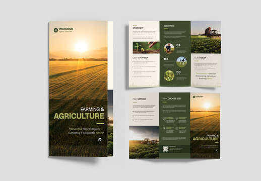Modern Agriculture Faming Business Tri-Fold Brochure Leaflet Layout