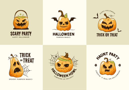 Halloween Pumpkin Badges with Editable Text