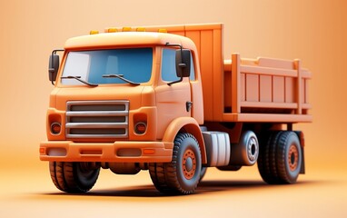 Highly detailed 3D clay cartoon art of a simple truck, Generative Ai