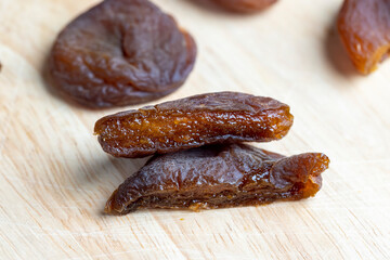 Naturally dried ripe apricots, close up