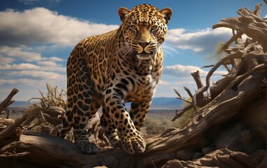 High-quality 3D render of a Zanzibar Leopard, featuring a full-body view, Generative Ai