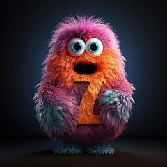 Fototapeta premium crazy mad funny cute tiny Monster In the form of the capital letter Z, generative AI illustration