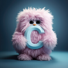 Obraz premium crazy mad funny cute tiny Monster In the form of the capital letter C, generative AI illustration