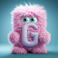 crazy mad funny cute tiny Monster In the form of the capital letter G, generative AI illustration