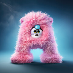 Fototapeta premium crazy mad funny cute tiny Monster In the form of the capital letter A, generative AI illustration