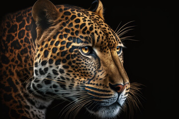 Image of jaguar on black background with copy space