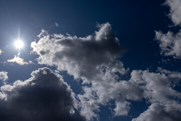 Fototapeta premium clouds in the blue sky in cloudy windy weather