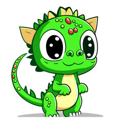 Naklejka premium cute green dragon