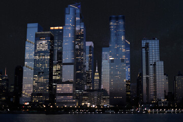 city skyline at night in NewYork