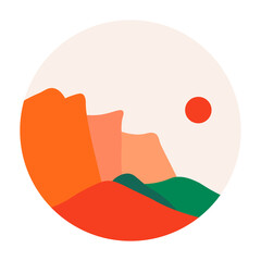 Nature landscape, sun and mountains rocks vector
