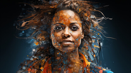 A digital mosaic of women from diverse cultures and backgrounds, united against violence  - obrazy, fototapety, plakaty