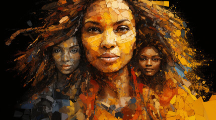 A digital mosaic of women from diverse cultures and backgrounds, united against violence 