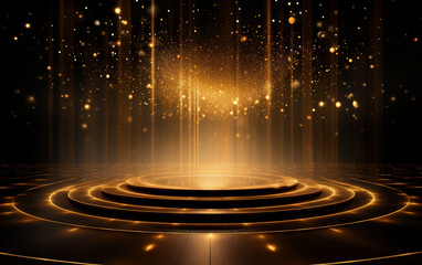 Fototapeta na wymiar Stage shaped golden particle background