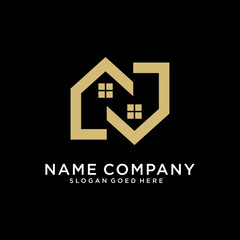Obraz premium The N logo design is for construction, building, real estate, home and property. Cool trendy and minimal N house logo design template.