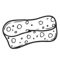 Sponge foaming Icon in doodle style. Cleaning and bathroom concept vector sketch