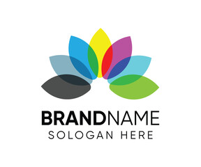 Colorful lotus flower logo design. Vector illustration on white background.