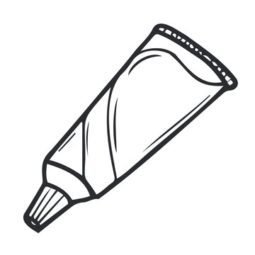 recommend clip art: Tube of toothpaste isolated on white background. Oral hygiene. Vector hand-drawn illustration in doodle style.