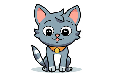 Obraz premium Cute cat clipart, vector illustration. Cartoon kitten icon and logo. Fun kitty sticker, design element, trendy print image.