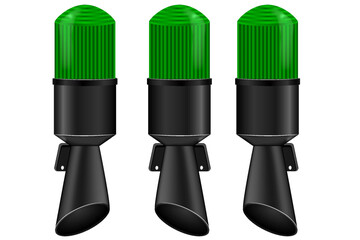 Optical-acoustic LED signal tower systems. Vector image isolated on white background