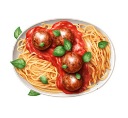 Spaghetti meatball illustration