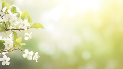 Fototapeta na wymiar Beautiful spring nature blossom web banner or header. Blurred space for your text.GenerativeAI.