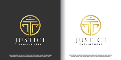 law logo design with creative concept premium vector
