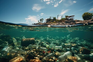 Environmental Concern: Plastic Bottles Washed Ashore
