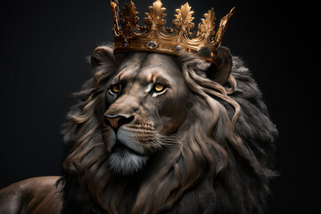 A lion wearing a crown. Generative AI