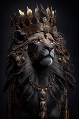 A lion wearing a crown. Generative AI