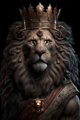 A lion wearing a crown. Generative AI